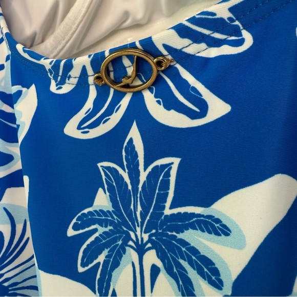 Jantzen Jolie Floral Swimsuit Tommy Control Women Size 8 One Piece Blue White - Picture 5 of 14